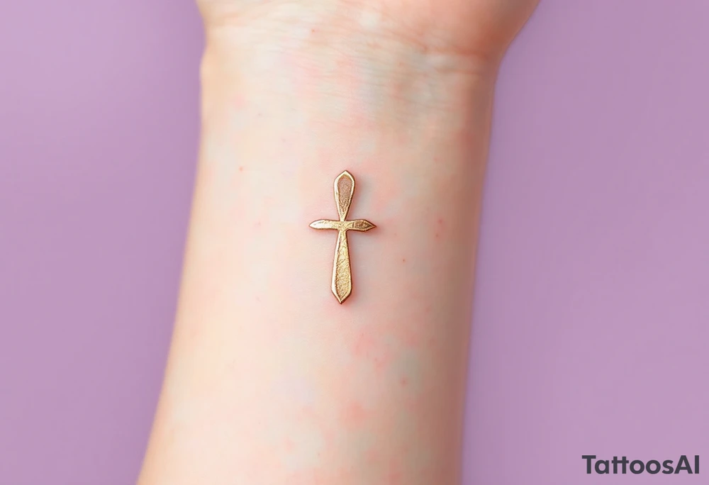 A symbol of rune of love carved with clean, sharp edges. The design in golden, and the background features a lavender. tattoo idea