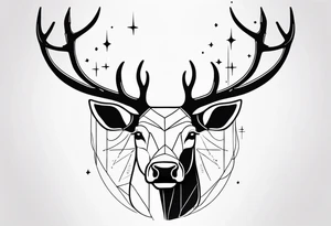 back tattoo of a front view reindeer with half a face tattoo idea