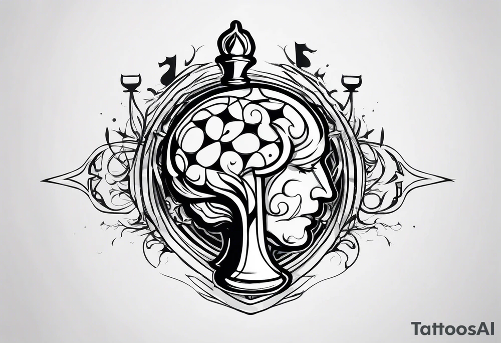 chess brain spiritual design with soft edges tattoo idea chess brain spiritual design with soft edges tattoo idea