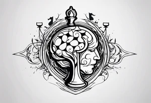 chess brain spiritual design with soft edges tattoo idea