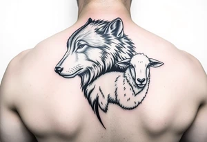 Wolf and sheep as one animal tattoo idea