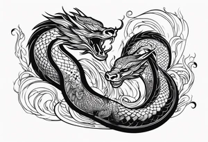 mythical serpent with smoke body tattoo idea