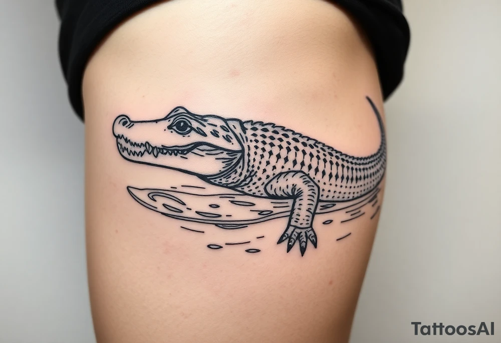 crocodile swimming in water tattoo idea