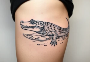 crocodile swimming in water tattoo idea