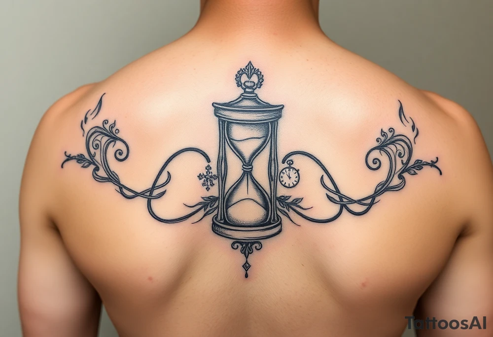 mother/son: music, hourglass, pocket watch, puzzle pieces, strength, forgiveness, love, infinity tattoo idea