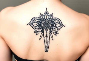 elephant head mandala upturned trunk henna tattoo idea