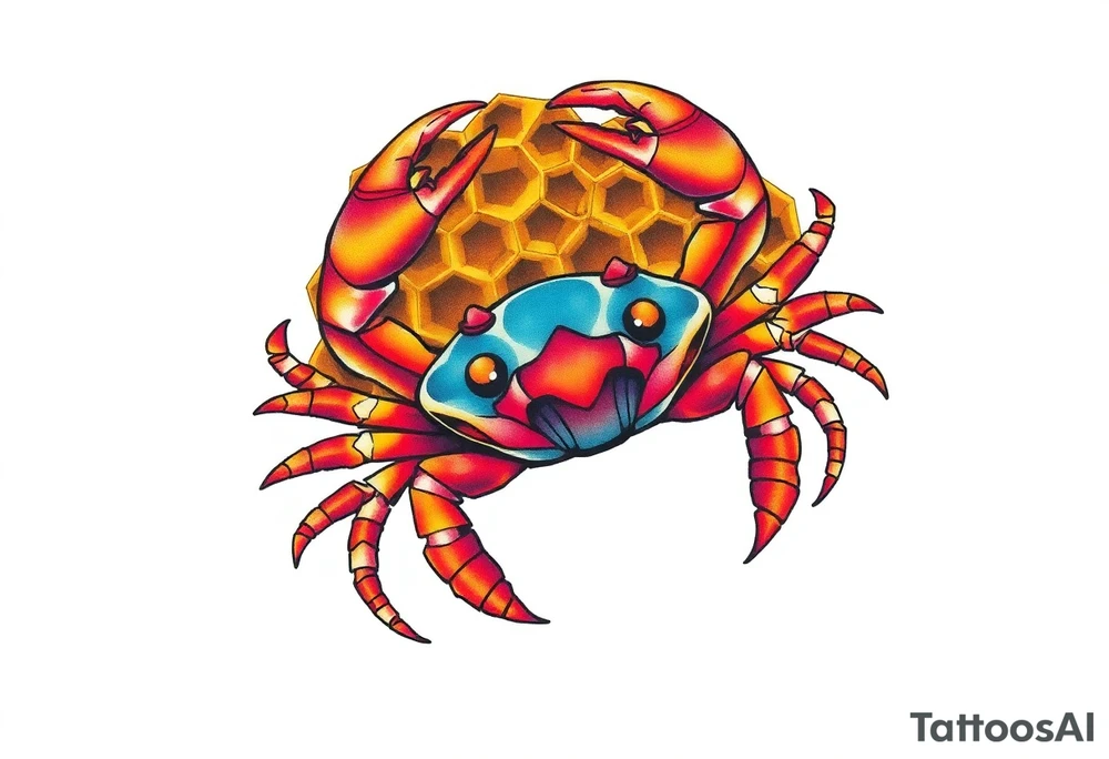 Crab in honey comb tattoo idea