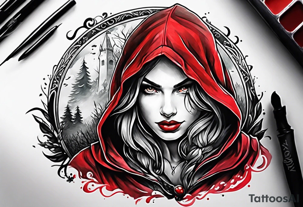 male version of little red riding hood tattoo idea