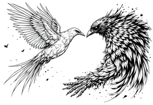 dove and raven fighting tattoo idea