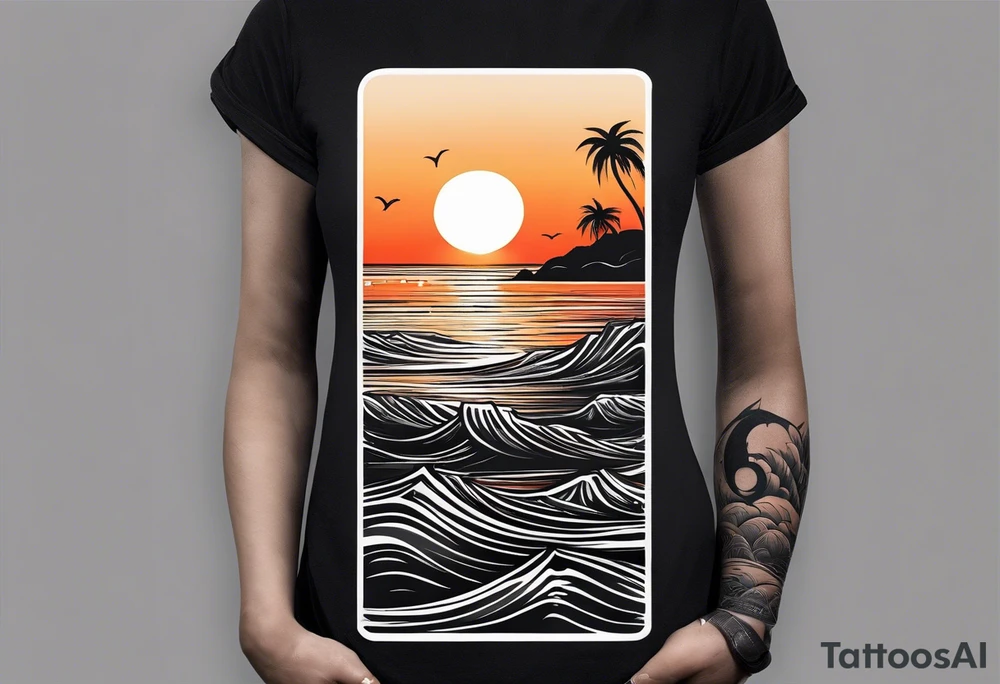 Simple ocean sunset tattoo on forearm tattoo idea