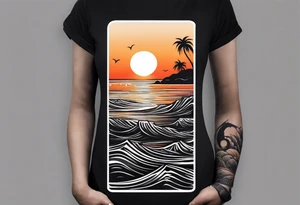 Simple ocean sunset tattoo on forearm tattoo idea