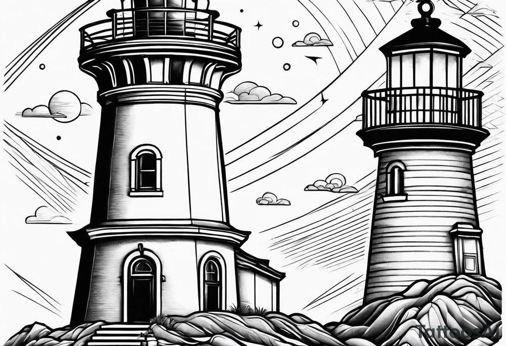 blade, saturn, lighthouse tattoo idea
