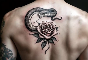 powerful snake wrapped around a rose a partner tattoo tattoo idea