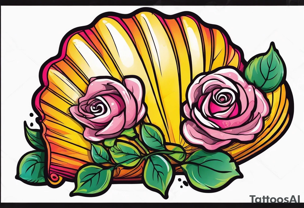 Shell with rose tattoo idea