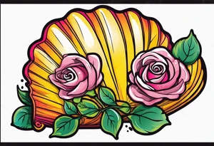 Shell with rose tattoo idea