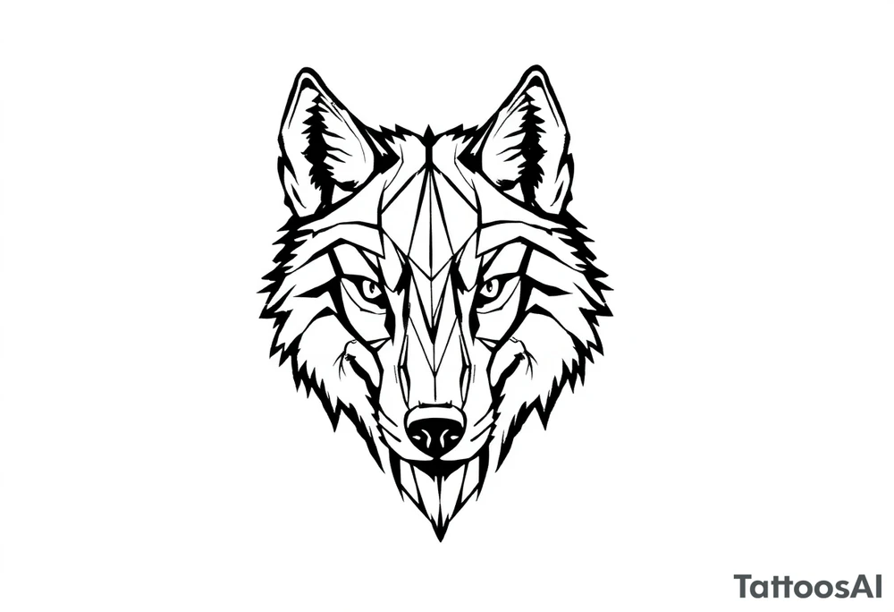 Geometric friendly wolffront tattoo idea
