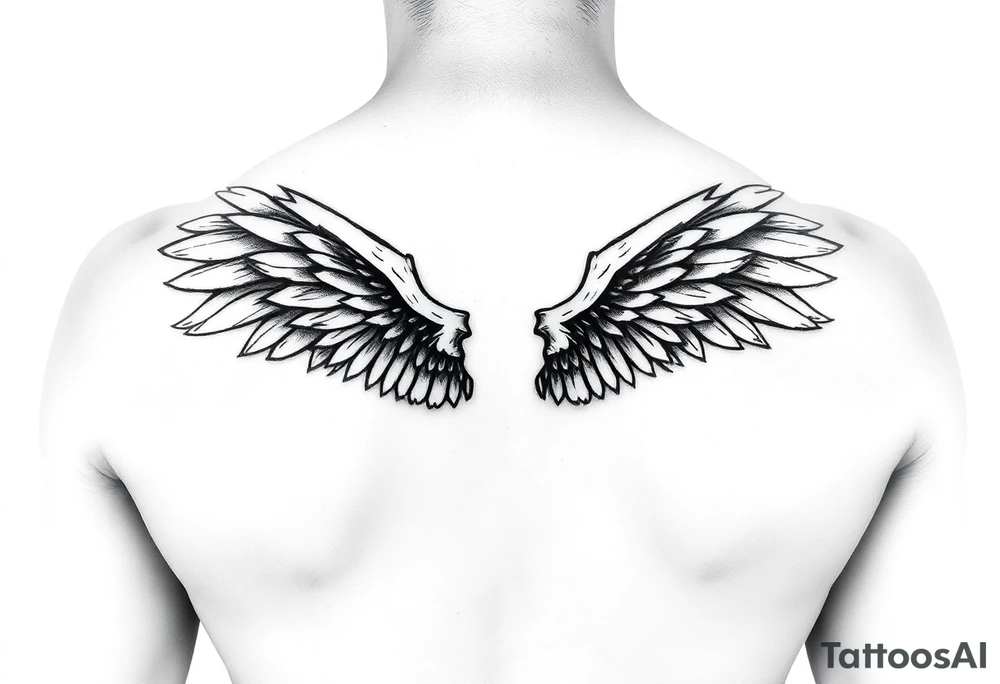 Small minimalist upright angel wings tattoo idea