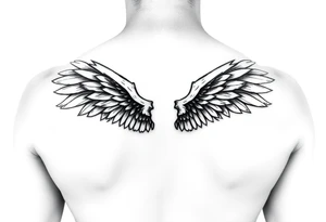 Small minimalist upright angel wings tattoo idea