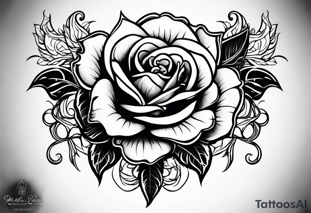 Fire rose tattoo idea