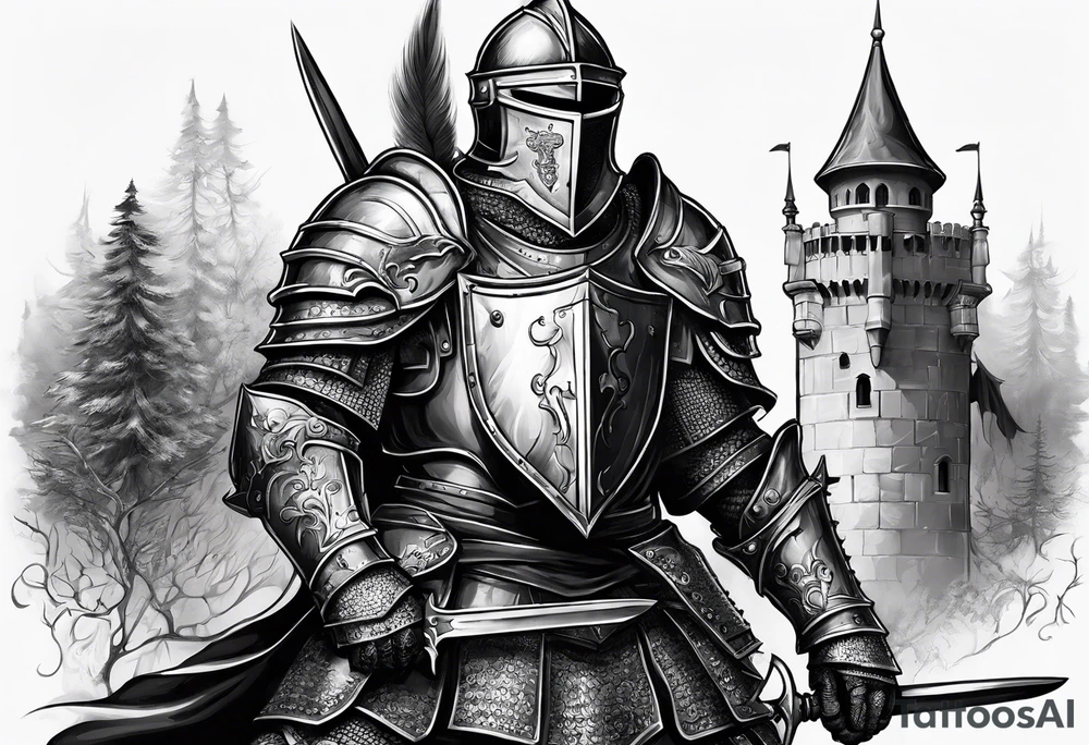knight with heavy armor with less detail tattoo idea