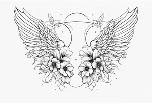 angel wings , flowers, gemini back tattoo tattoo idea