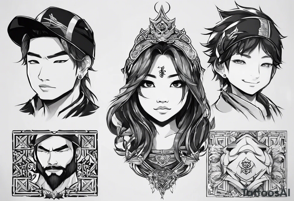 We have 2 boys, one named Parker and the other named Paxtyn. They are both energetic and active. Father is Filipino and mother is Korean. Please create a tattoo using just letters and/or characters. Do not show any faces or body parts tattoo idea