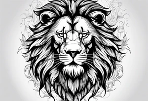 Lion head roaring with warrior tattoo idea