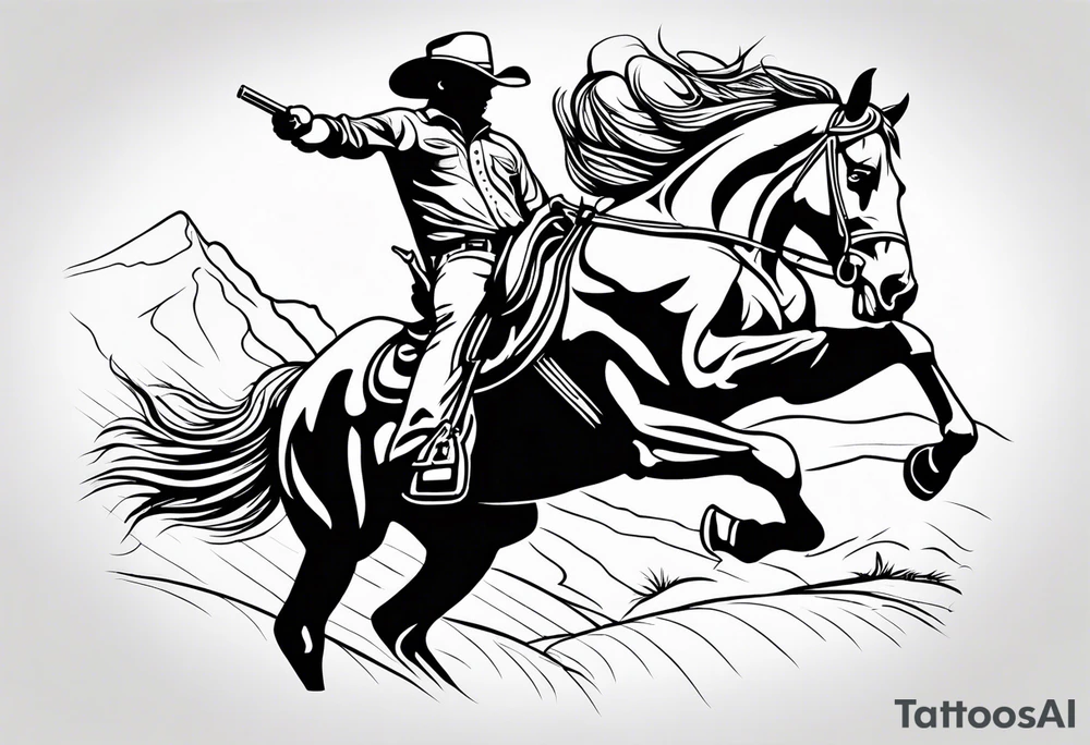 australian cowboy themed tattoo bucking horse cattle campdraft Australian stockman tattoo outline tattoo idea