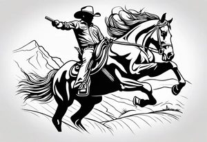 australian cowboy themed tattoo bucking horse cattle campdraft Australian stockman tattoo outline tattoo idea