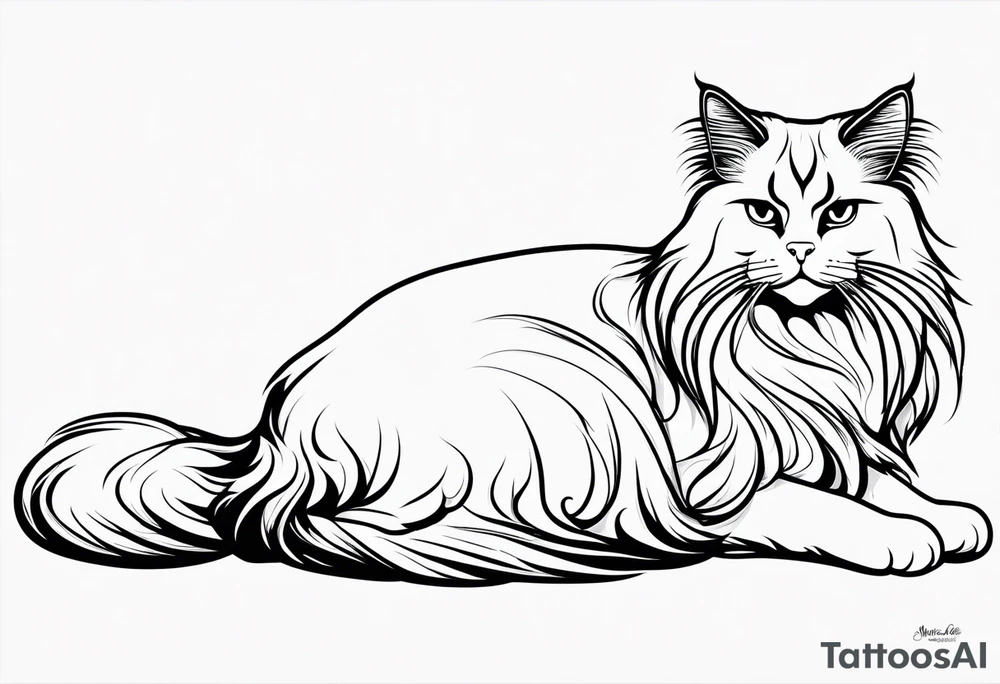 simple very side profile persian cat tattoo idea