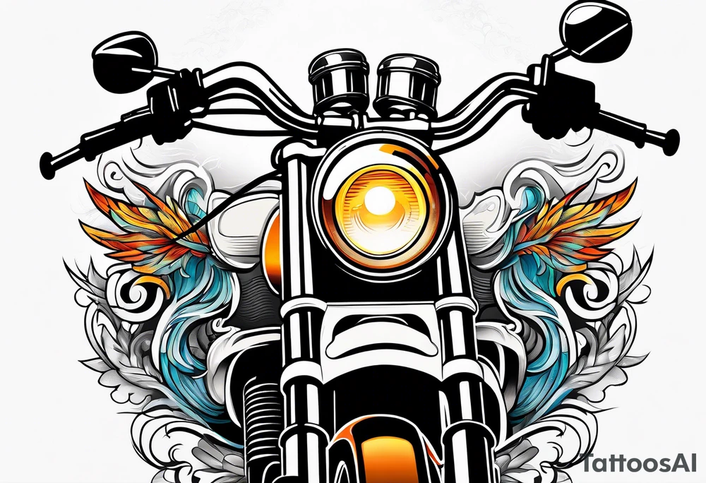 show hands grabbing the handlebar of a motorcycle tattoo idea