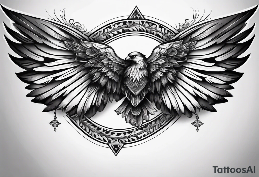wings with upsidedown cross between the wings tattoo idea