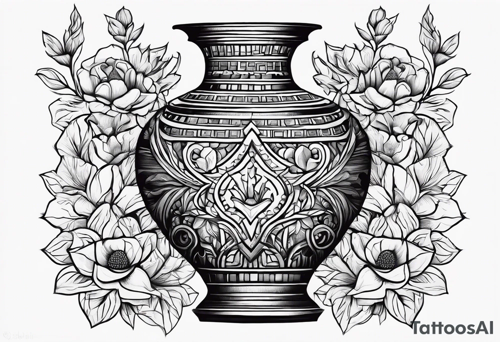 tattoo drawing ancient flower vase tattoo idea