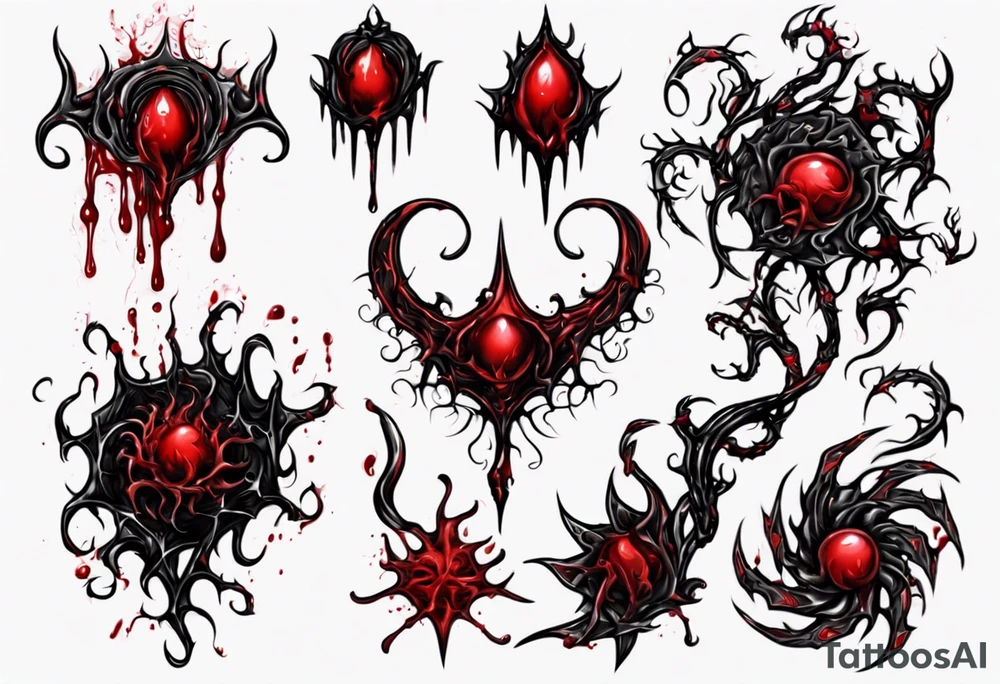 Blood
Tendril
Red
Black
Corruption 
Horror
Visceral tattoo idea