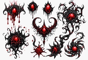 Blood
Tendril
Red
Black
Corruption 
Horror
Visceral tattoo idea