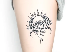 Sun, rose, and crab traditional old school tattoo idea