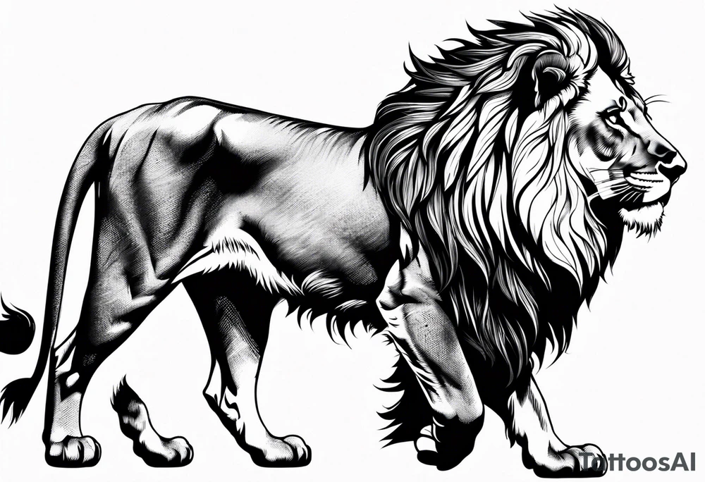 lion with mane tattoo idea