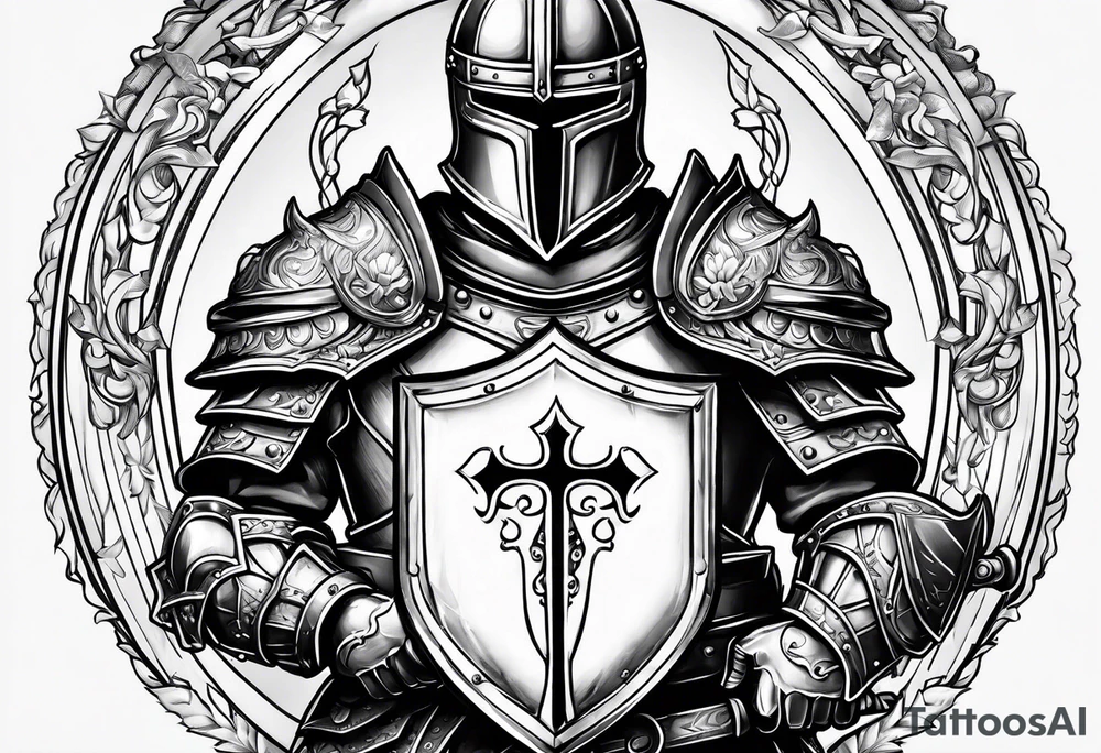 knight heavy armor and shield tattoo idea