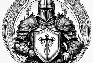 knight heavy armor and shield tattoo idea