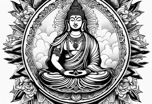 one aum with sunrays and clouds tattoo idea
