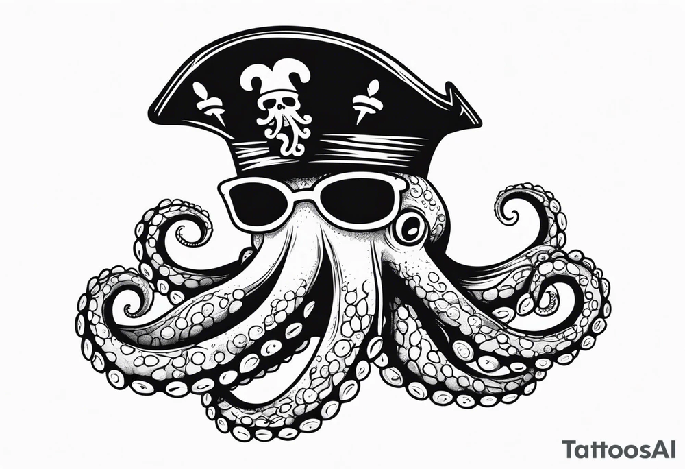 octopus wearing a pirate hat tattoo idea