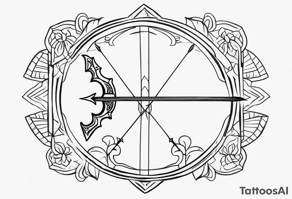 Traditional Bow and Arrow tattoo idea