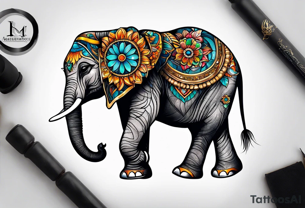 baby elephant tattoo idea