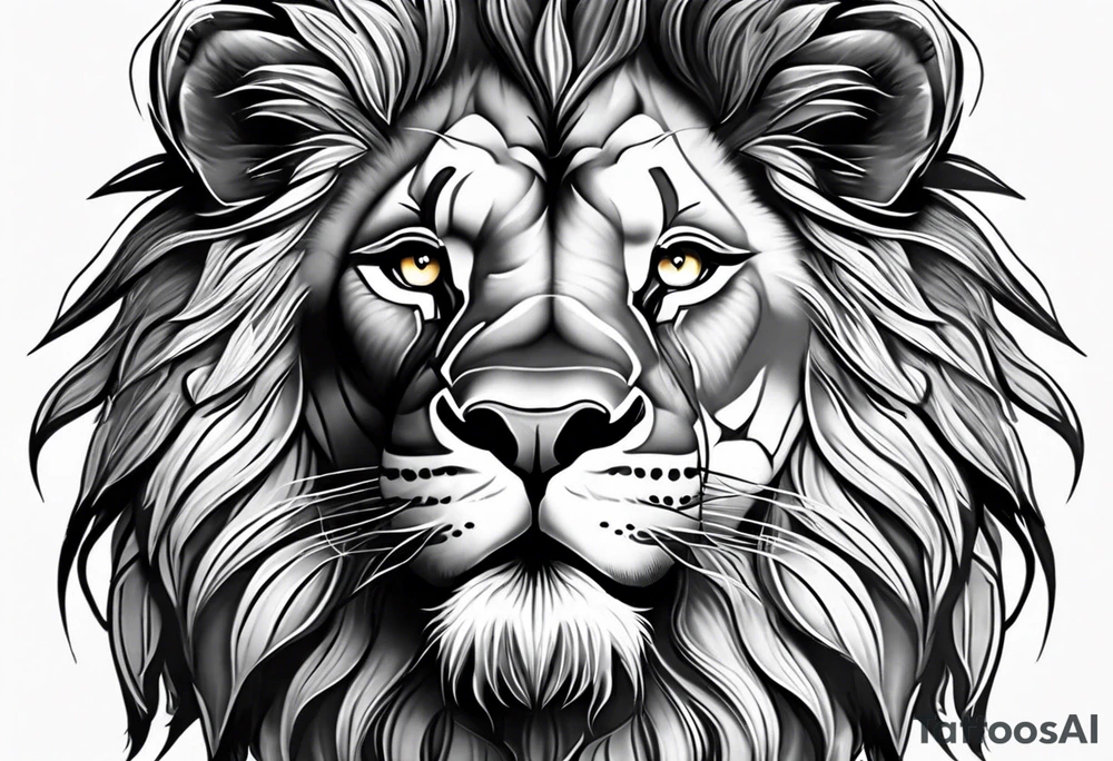 lion close up tattoo idea