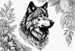 Spiritual wolf tattoo idea