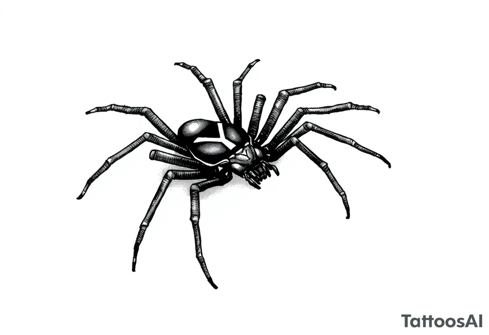Black widow Spider crawling down sideways with the letter Y on the body of the spider tattoo idea