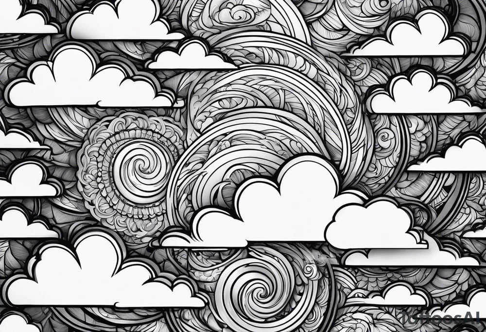 heaven clouds swirl vignette tattoo idea