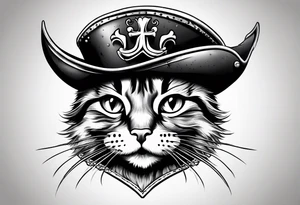 Happy cat in pirat hat tattoo idea