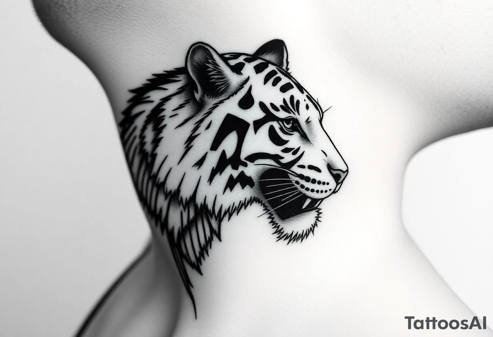 cyrillic russian + Macedonian tiger on the side of my left neck tattoo idea