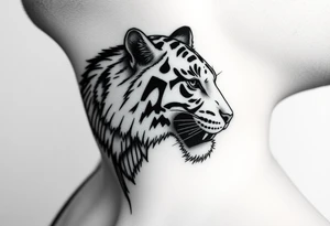 cyrillic russian + Macedonian tiger on the side of my left neck tattoo idea